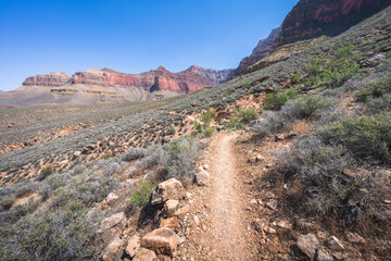 hiking the tonto trail in the grand canyon national park, arizona, usa