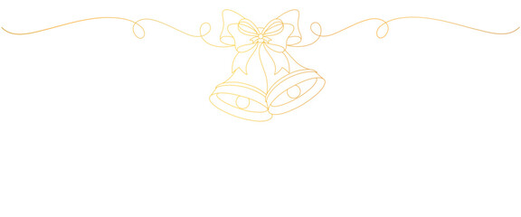 christmas bells golden line art style. christmas elements
