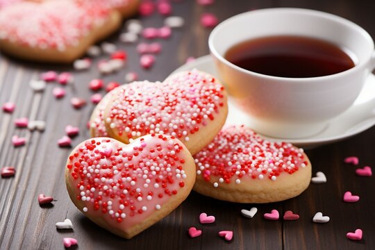 Love in every bite Valentines Day sugar cookies adorned with cheerful sprinkles