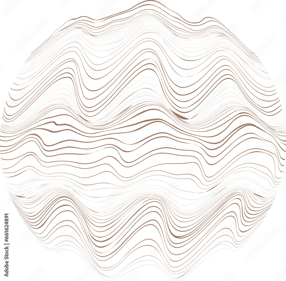 Poster abstract flow lines background . fluid wavy shape . glitched circle design . striped linear pattern 
