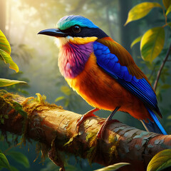A colorful bird sitting on a branch of a tree