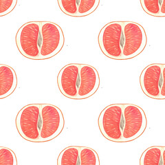 summer fruit pattern grapefruit, seamless, design for fashion, fabric, textile, wallpaper, cover, web, packaging and all prints, pattern drawn in watercolor