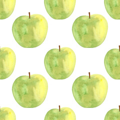 summer fruit pattern apple, seamless, design for fashion, fabric, textile, wallpaper, cover, web, packaging and all prints, pattern drawn in watercolor