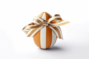 Easter egg with ribbon on white background. Generative AI