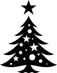 Fir tree black icon, flat design style. Spruce vector silhouette decaration.