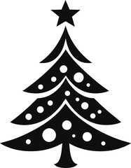 Fir tree black icon, flat design style. Spruce vector silhouette decaration.
