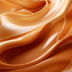 waves of soft melted caramel as background. sweet delicious dessert.
