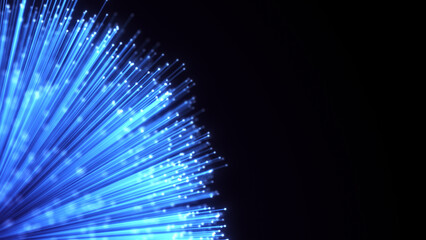 Optical fiber sheaf abstract background. Glowing bundle of Optic cables