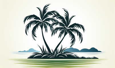 Fototapeta na wymiar Image of palm trees on a light background.