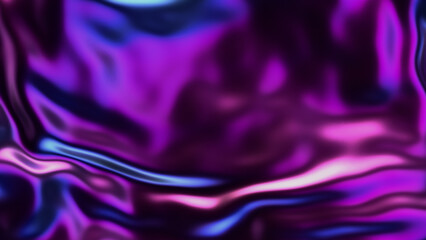Obraz premium Futuristic iridescent holographic waves. Metallic foil background. Neon colors wavy surface