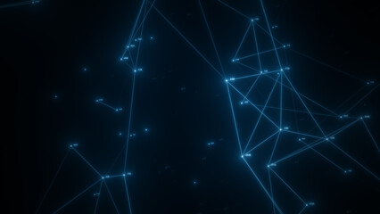 Abstract technology background from animated lines and dots. Geometrical backdrop