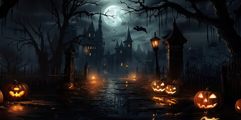 Fototapeta na wymiar Halloween pumpkin landscape
