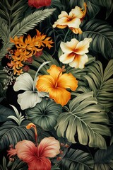 Colorful flowers background - generative ai