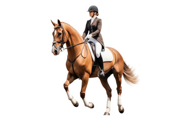 Horseback Riding in a Dressage Pose on isolated background