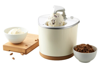 Ice Cream Maker and a Bowl on isolated background