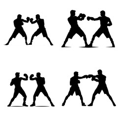 silhouettes of boxing 