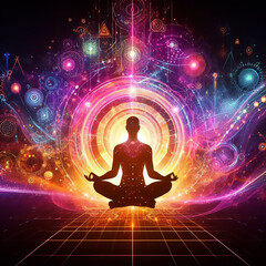 Yoga meditation lotus pose, spiritual enlightenment, spiritual dimension, aura, spiritual and Yin...