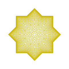 achtstrahliger stern aus einem feinmaschigen goldenen liniengeflecht, modernes abstraktes 3d-design 