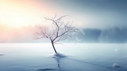 winter lonely tree - generative ai