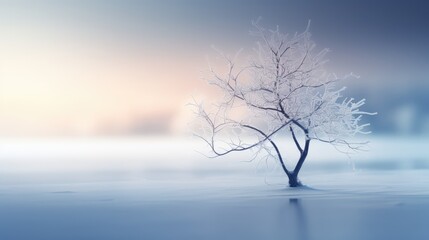 Fototapeta na wymiar winter lonely tree - generative ai