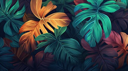 tropical leaves wallpaper - generative ai