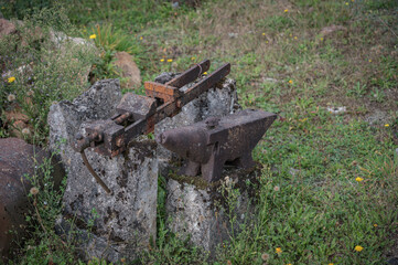 Detail of the challenges of the blacksmith's tools from the town massacred during the war, the...