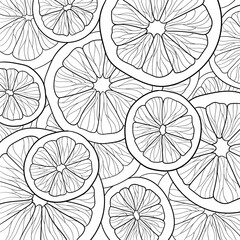 Citrus fruits top view coloring page - obrazy, fototapety, plakaty