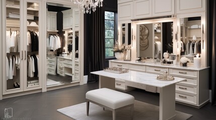 walk-in closet, dressing area, and a vanity to make you feel like royalty.
