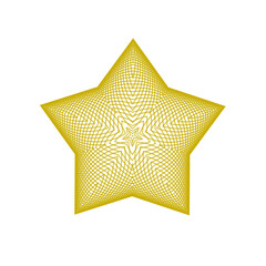 f&uuml;nfstrahliger stern aus einem feinmaschigen goldenen liniengeflecht, modernes abstraktes 3d-design 