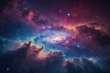 Fototapeta na wymiar Colorful space galaxy nebula cloud
