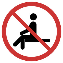 Vector graphic of sign prohibiting sitting in this place