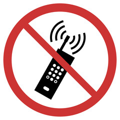 Vector graphic of sign prohibiting activated mobile phone