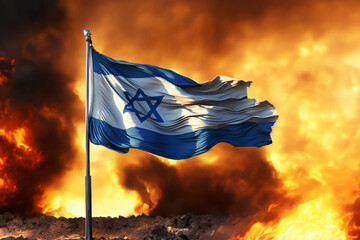 national flag of israel ,war conflict 2023 - obrazy, fototapety, plakaty