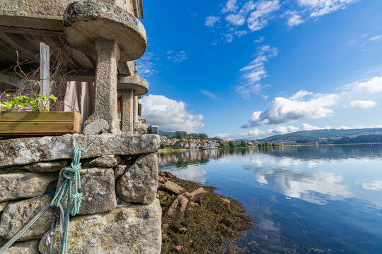 View of the beautiful fishing village of Combarro, in Pontevedra, Galicia