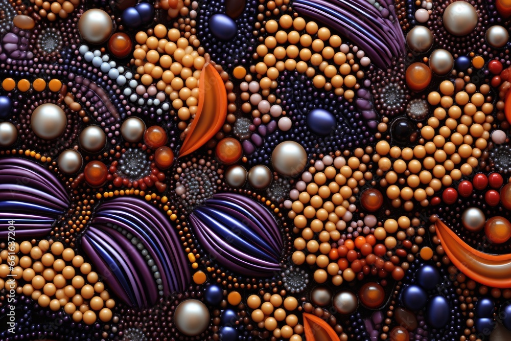 Poster a close-up view of a bunch of beads. this vibrant image can be used for various purposes, such as je