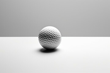 Monochrome golf ball on plain white surface. Generative AI