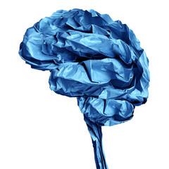 Human Brain Crumpled Paper Object as a Neurology and cognitive anatomical medical symbol of a mind...