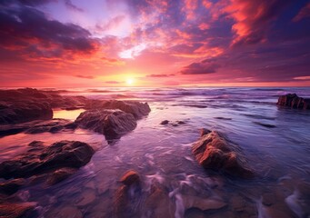 "Horizon Magic: A Stunning Ocean Sunset" Generativ Ai,