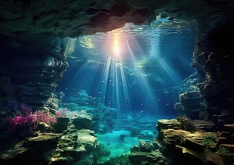 "Subaquatic Wonder: Exploring Crystal Caves" Generativ Ai,