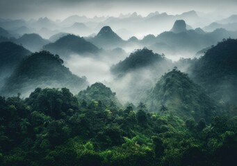 "Veil of the Peaks: Captivating Misty Mountains" Generativ Ai,