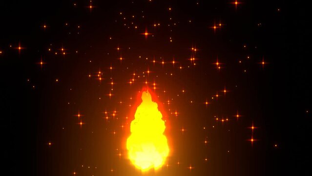 cartoon fire flame and sparks animation.