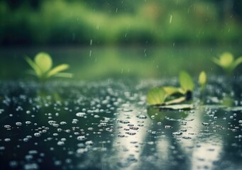 "Raindrop Elegance on a Peaceful Lake" Generativ Ai,