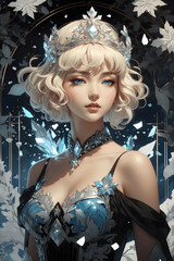 Black Winter's Glow, Korean Snow Maiden in Crystal