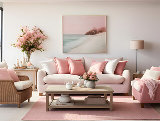 White and Rose Living Room with a perfect Sant Valentine Day's decoration