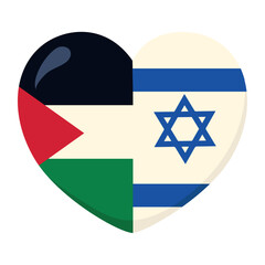 israel and palestine flags in heart