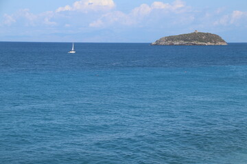 Naklejka premium Seascape of the Tyrrhenian sea in Calabria in southern Italy