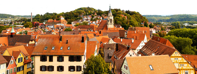 the historic city of tübingen germany from above panorama - obrazy, fototapety, plakaty