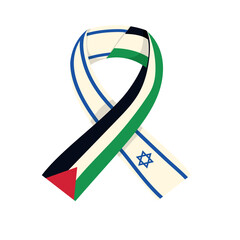 israel and palestine flags in ribbon