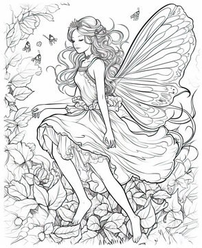 Coloring book for children, fairy fairy.