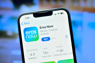 Eros Now application on smartphone used to watch movies and web series online